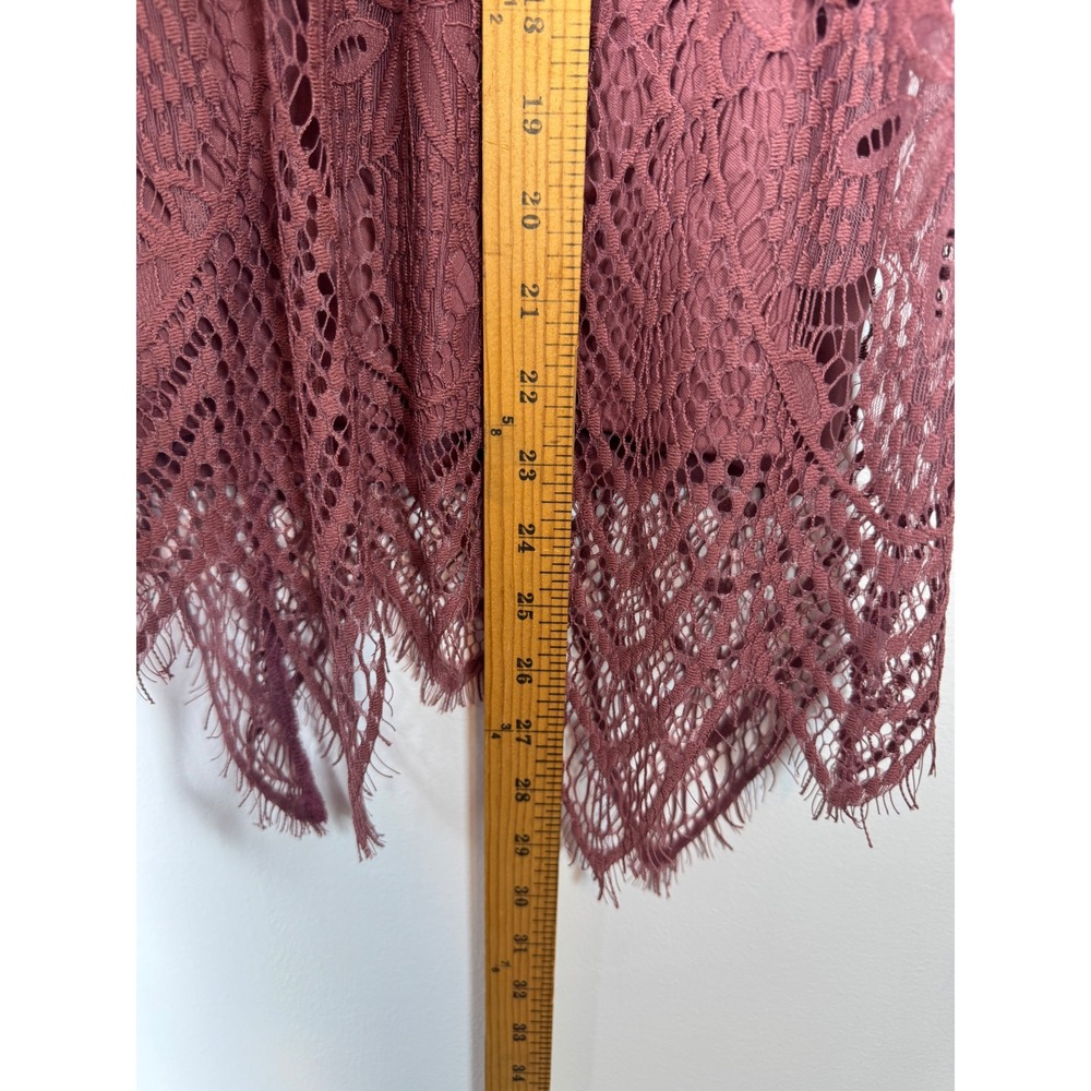 Boho Vanity Women LG Tank Top Mauve Floral Lace Handkerchief Eyelash Hem Lined - Picture 6 of 8